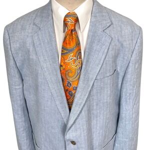 Stafford Blazer Mens 48L Light BlueLHerringbone Lightweight Hamptons Linen